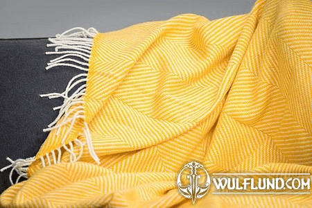 YELLOW HERRINGBONE THROW, MERINO WOOL