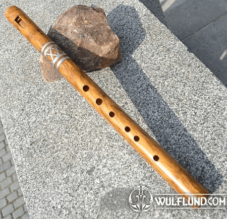 TRADITIONAL FOLK FLUTE, DECORATED BY TIN