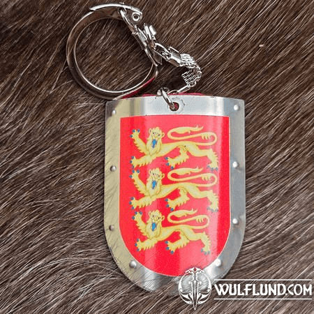 ENGLAND, MEDIEVAL SHIELD, KEYCHAIN, METAL, HANDMADE