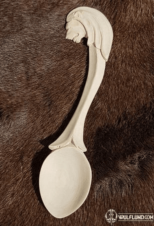 LION, CARVED WOODEN SPOON