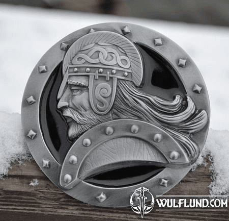 VIKING WARRIOR, BLACK ENAMEL, BELT BUCKLE