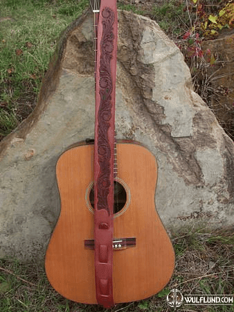 HAND TOOLED LEATHER GUITAR STRAP