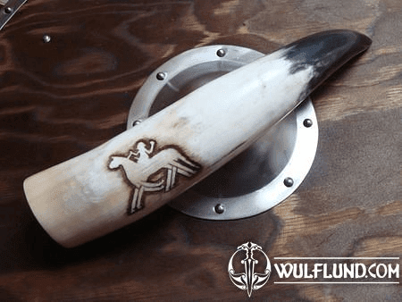 CARVED HORN, ODIN ON SLEIPNIR