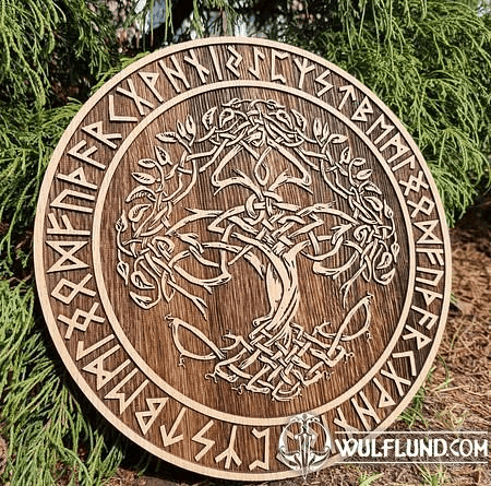 TREE OF LIFE - RUNES WALL DECORATION 45CM OAK