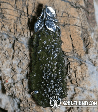 LEAFY MOLDAVITE PENDANT, STERLING SILVER