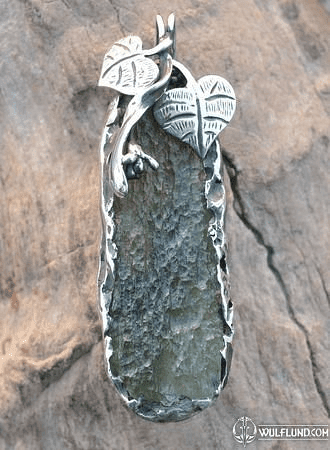 LIME TREE, CZECH MOLDAVITE STERLING SILVER PENDANT