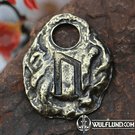 URUZ - RUNE PENDANT, ANTIQUE BRASS