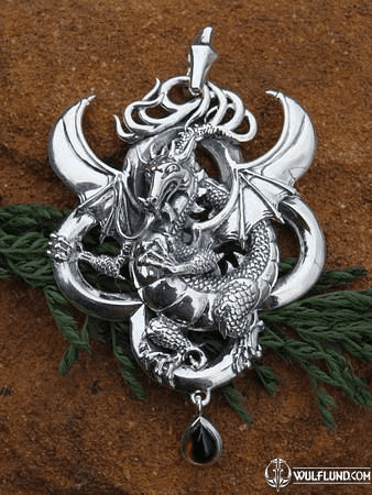 FIRE DRAGON, MASSIVE SILVER PENDANT, AG 925, 27 G