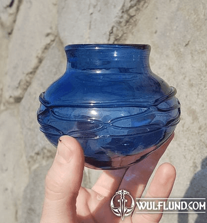 INKWELL, BLUE HISTORICAL GLASS