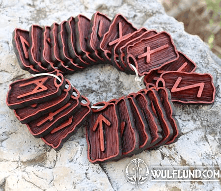 RUNES - ELDER FUTHARK, ENSEMBLE DE RUNES EN BOIS