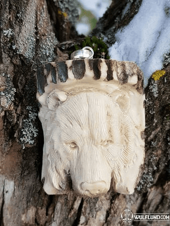 BEAR, CARVED ANTLER PENDANT