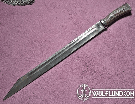 LONG SEAX, SCRAMASAX, ANTLER, REPLICA OF A VIKING WEAPON