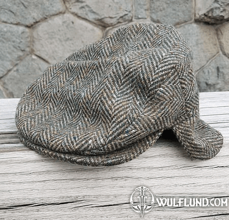 ESKE HAT TWEED, CAP WITH FLAP, GREY