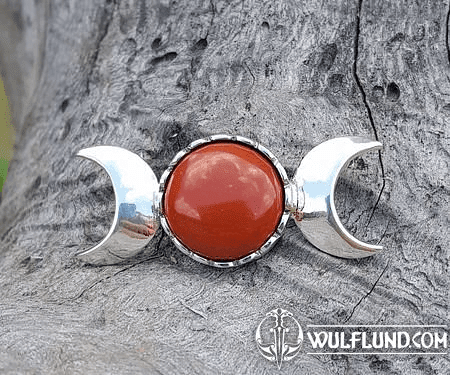 THREE MOON, PENDANT, STERLING SILVER AND JASPER