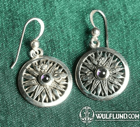 COMPASS, BOUCLES D'OREILLES EN ARGENT AVEC AMÉTHYSTE, 925