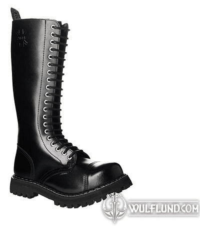 LEATHER BOOTS STEEL BLACK 20-EYELET-SHOES