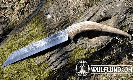 SCRAMASAX, HAND FORGED LONG KNIFE, ANTLER, SHARP REPLICA