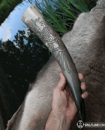 VIKING, CARVED DRINKING HORN
