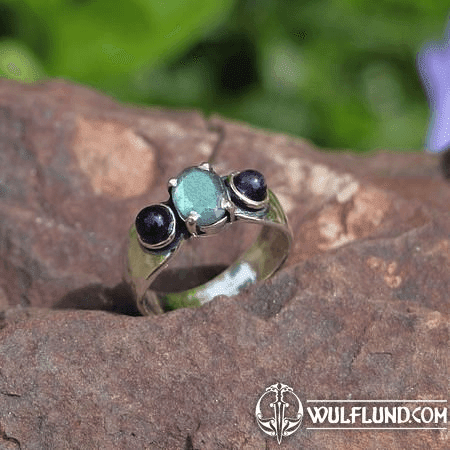 CITTADELLA, RING, LABRADORITE AND AMETHYST, SILVER 925