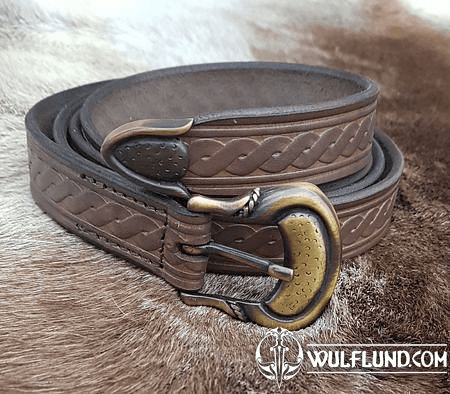 LEATHER BELT WITH SPIRAL, BROWN