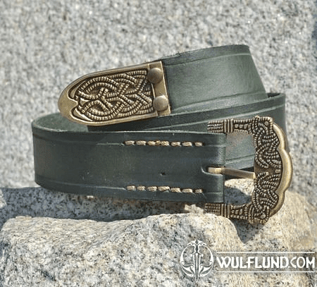 VIKING BELT, GOKSTAD, TIN, GREEN LEATHER