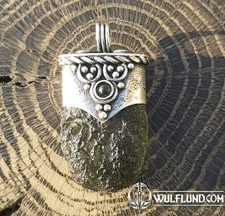 BOHEMIA, RAW MOLDAVITE PENDANT, STERLING SILVER