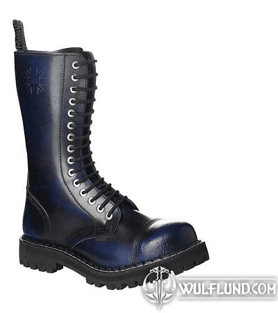 LEATHER BOOTS STEEL BLUE 15-EYELET-SHOES