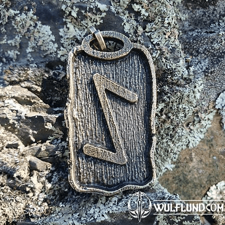 IHWAZ - RUNE PENDANT, ANTIQUE BRASS