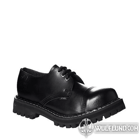 LEATHER BOOTS STEEL BLACK 3-EYELET-SHOES