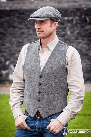 WAISTCOAT,IRISH TWEED, FISHBONE