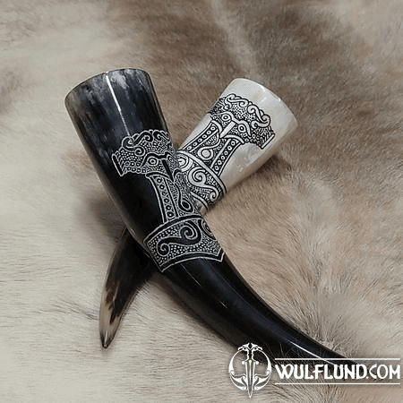 THOR'S HAMMER, ENGRAVED DRINKING HORN