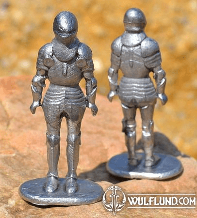 KNIGHT IN SUIT OF ARMOR, HISTORICAL TIN STATUE