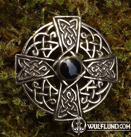 CELTIC CROSS KNOTTED BRONZE BROOCH