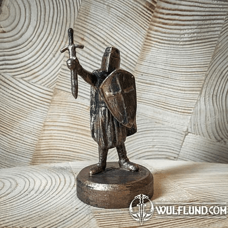 KNIGHT OF THE TEMPLE, HISTORICAL TIN STATUE - BRONZE PATINA