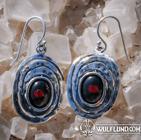 AGARA, BOUCLES D'OREILLES, LAPIS-LAZULI, ALMANDIN