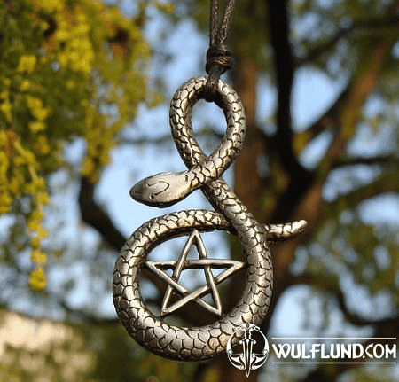 PENTACLE AND THE SNAKE, PEWTER PENDANT