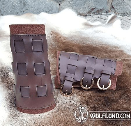 LEATHER BRACERS WITH BUCKLES, BROWN