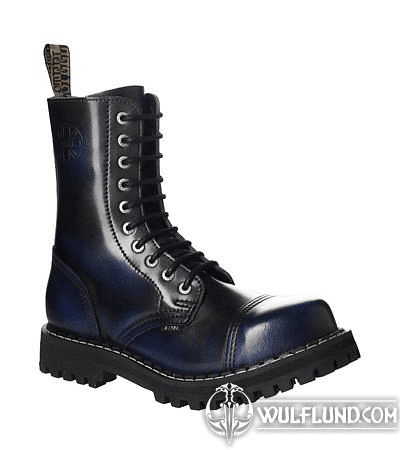LEATHER BOOTS STEEL BLUE 10-EYELET-SHOES