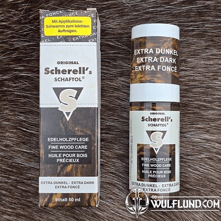 SCHAFTOL ÖL FÜR GEWEHRKOLBEN UND SCHÄFTE, EXTRA DUNKELBRAUN MIT SCHWAMM, 50ML