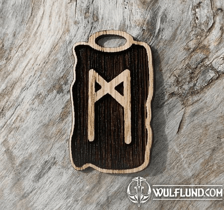 MANNAZ - RUNE - FUTHARK, BOIS