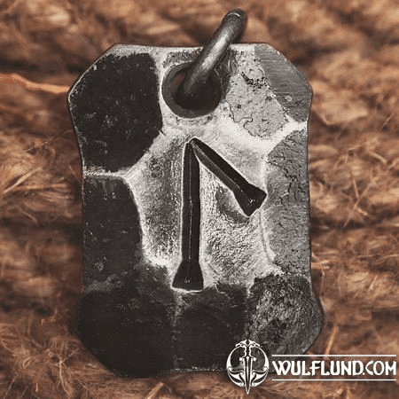 LAGUZ, FORGED IRON RUNE PENDANT