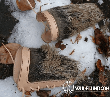 BRACERS WITH WILD BOAR FUR, LEATHER ARMOUR MANUFACTURER, WHOLESALER, USA, GERMANY