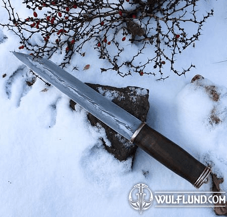 NJÖRD, VIKING SEAX, DAMASCUS STEEL KNIFE