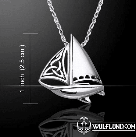 SAILBOAT WITH CELTIC KNOT, SILVER 925
