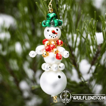 SNOWMAN, Yule Decoration from Bohemia vánoční ozdoby Yule decorations,  Glass Beads - wulflund.com