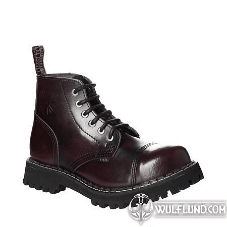 LEATHER BOOTS STEEL BURGUNDY 6-EYELET-SHOES