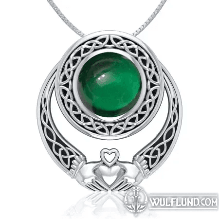 LARGE CLADDAGH PENDANT, GREEN, AG 925