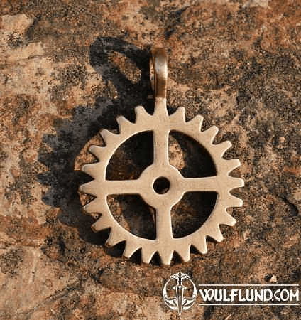 COG WHEEL, BRONZE PENDANT