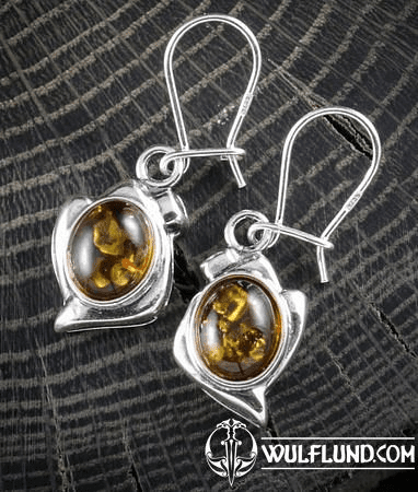 DANICA, BOUCLES D'OREILLES EN AMBRE, JAUNE, ARGENT