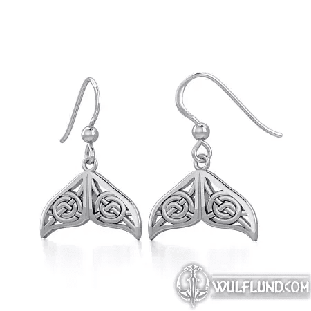 CELTIC KNOTWORK WHALE TAIL SILVER EARRINGS